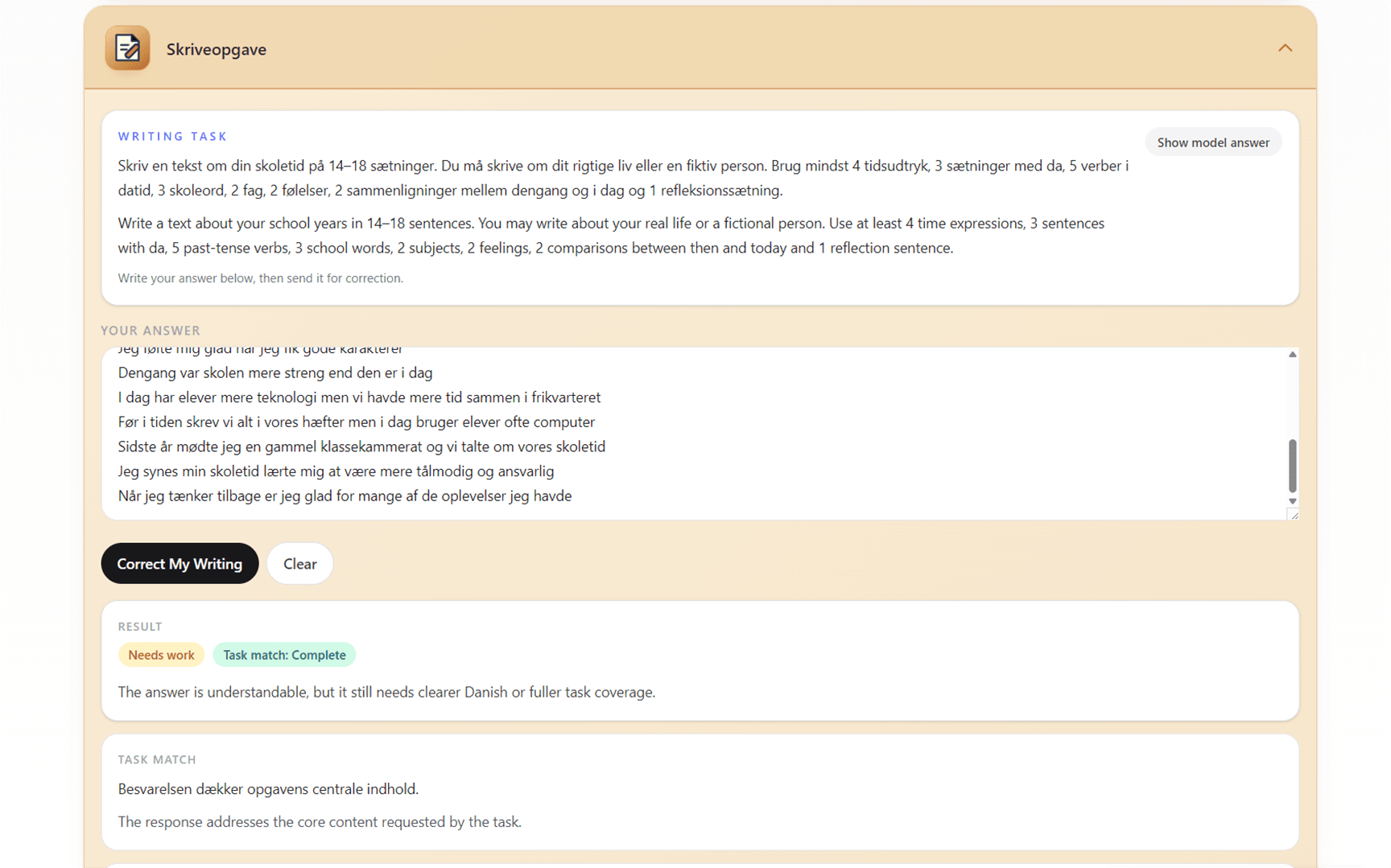 LingoGap AI writing practice